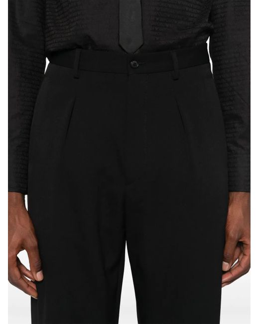 Giorgio Armani Black Virgin Wool Blend Pleated Trousers for men