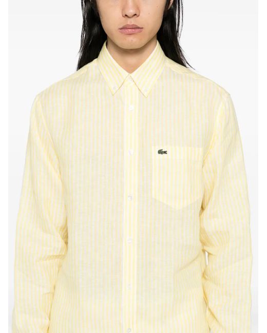 Camisa a rayas de lino Lacoste de hombre de color Natural