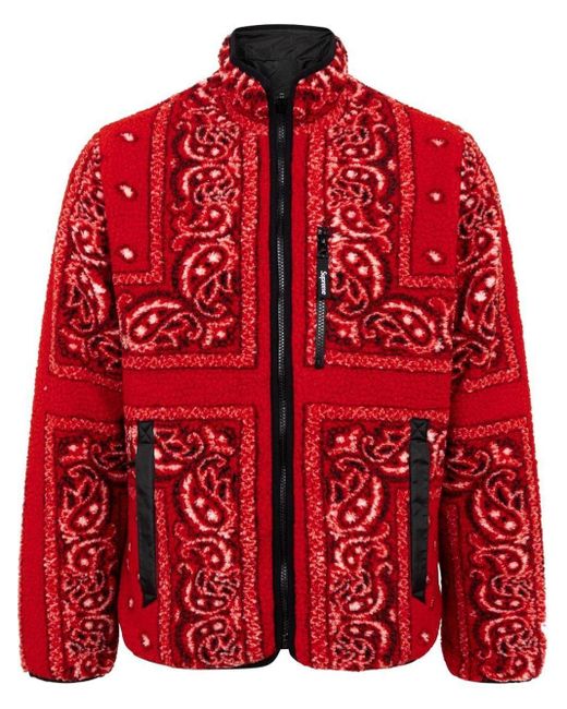 Supreme Reversible Bandana Fleece Jacket in Red for Men | Lyst