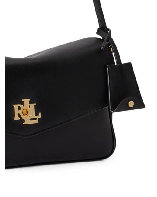 Ralph Lauren White Logo-Plaque Leather Shoulder Bag