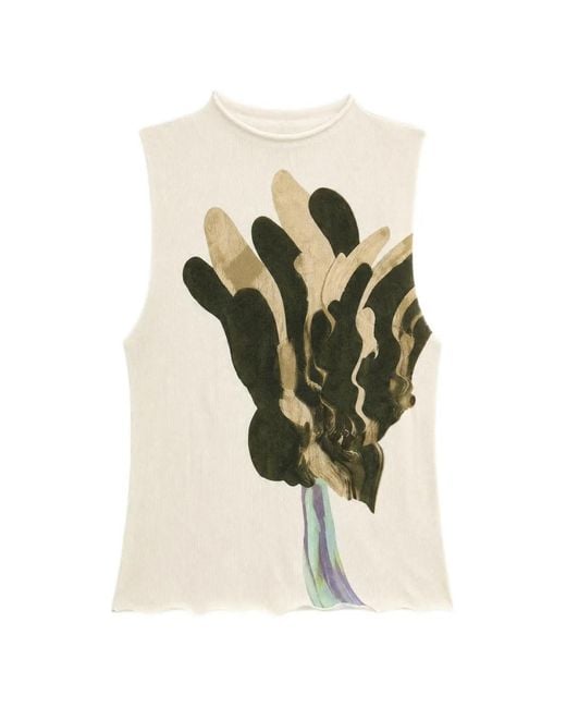 Issey Miyake White Gestural Graphic-Print Top