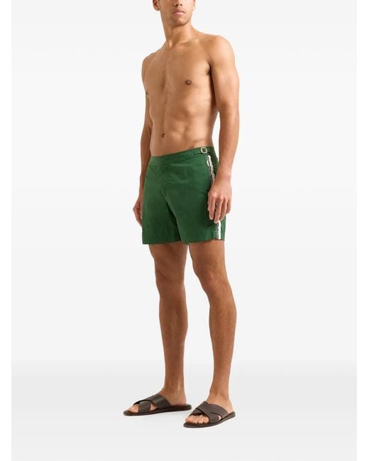Orlebar Brown Green Bulldog Stripe-Detail Swim Shorts for men