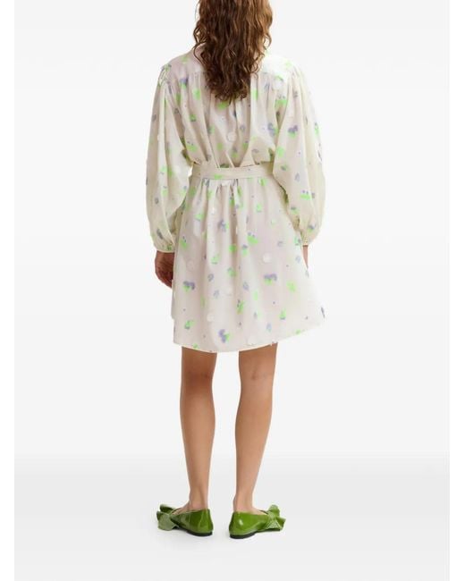 Essentiel Antwerp White Floral-Pattern Mini Dress
