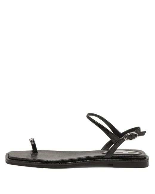 DIESEL Black D-Amber Logo-Detail Flat Sandals