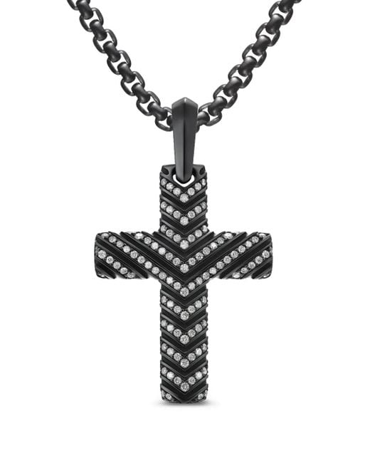 David Yurman Black Chevron Cross Pendant Necklace for men