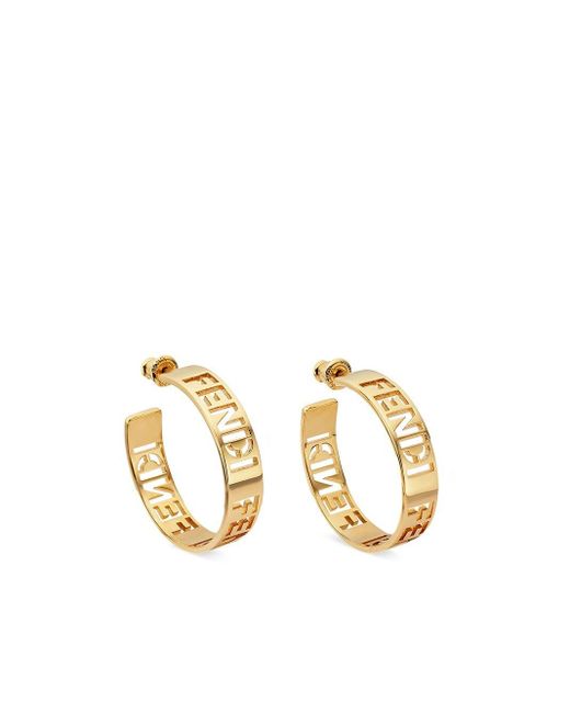Fendi Logo Cutout Hoop Earrings in Gold (Metallic) Lyst UK