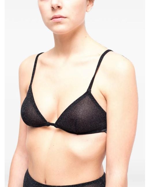 Laura Urbinati Black Soutien-Gorge Triangle À Effet Pailleté