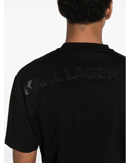 Karl Lagerfeld Black Logo-Motif T-Shirt for men