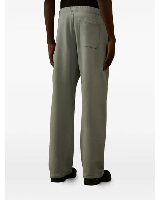 C P Company Green Diagonal-Raised Fleece Cargo-Pocket Cotton Track Pants for men