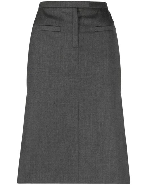 Courreges Gray Logo-Patch Straight Skirt