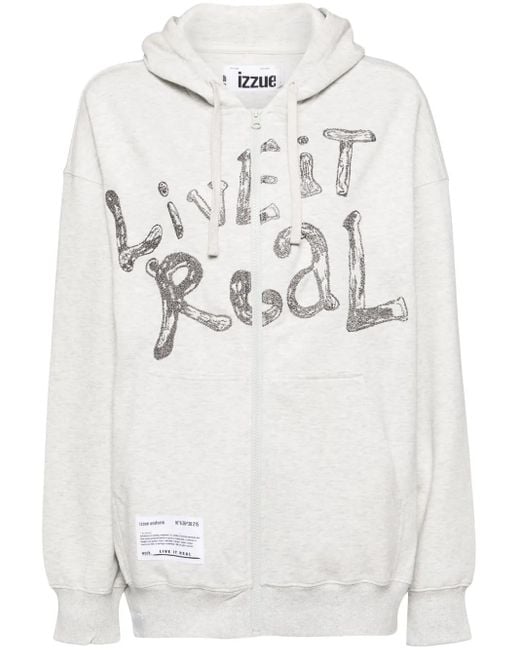 Izzue Gray Graphic-Print Zip Jacket