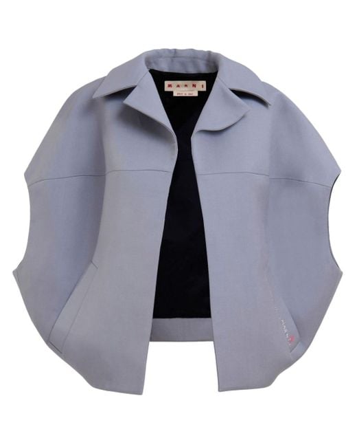 Marni Blue Round Wool-mohair Sleeveless Jacket