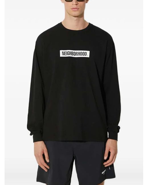 Neighborhood Black Logo-Print Long-Sleeved T-Shirt for men