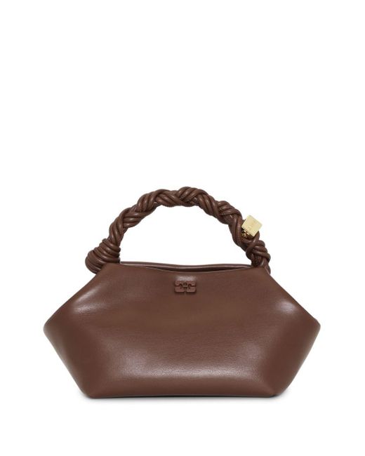 Ganni Brown Small Bou Leather Tote Bag