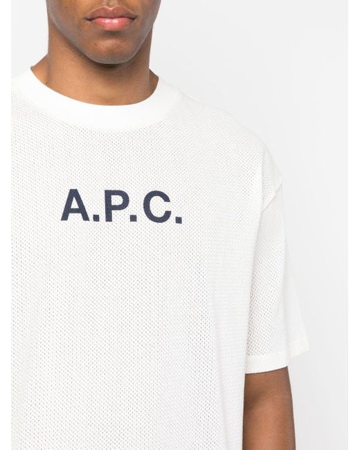 メンズ A.P.C. ロゴ Tシャツ White