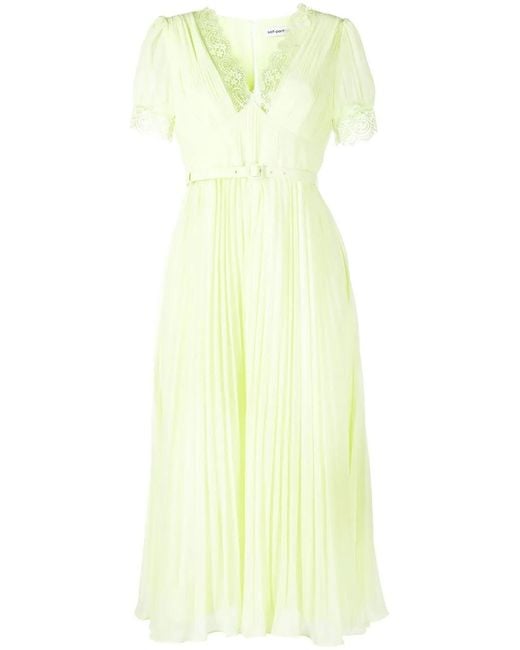 Self-Portrait Yellow Chiffon Midi Dress