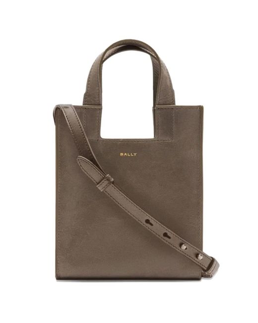 Bally Small Easy Leather Tote Bag in Brown | Lyst