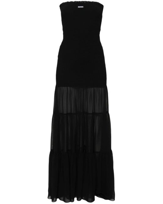ROTATE BIRGER CHRISTENSEN Black Maxi Chiffon Dress With Semi-Transparent R