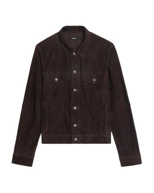 Zadig & Voltaire Black Bases Suede Leather Jacket for men