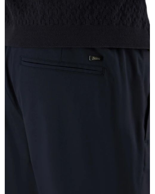 Herno Blue Drawstring-Waist Tapered Trousers for men