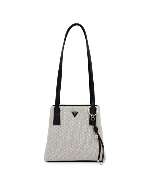Guess White Logo-Plaque Shoulder Bag