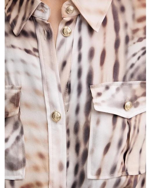 Guess Natural Abstract-Print Button-Down Shirt