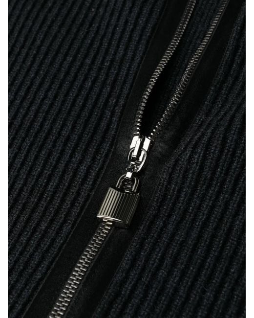 Tom Ford Black Ribbed Zip-Up Pencil Skirt