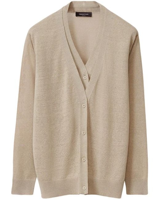 Fabiana Filippi Natural V-Neck Cardigan