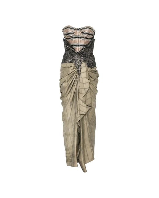 Antonio Marras Natural Robe Mi-Longue Rayée À Fleurs