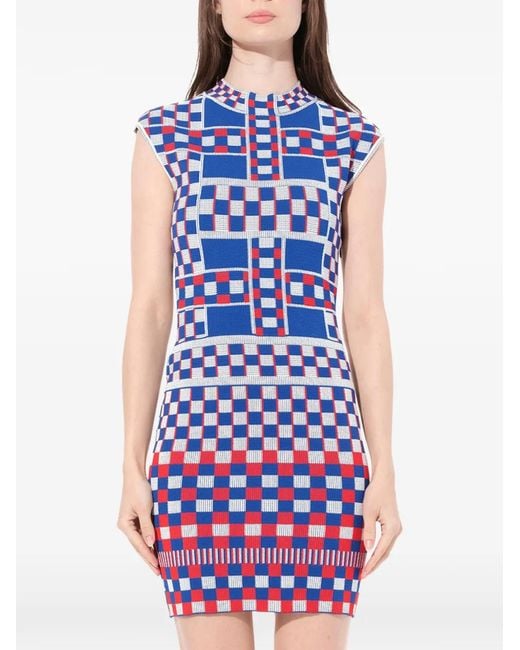 McQueen Blue Check-Pattern Dress