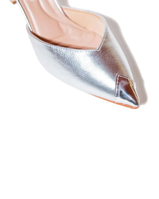 Lethicia Bronstein Metallic Pointed-Toe Ankle-Strap Shoes
