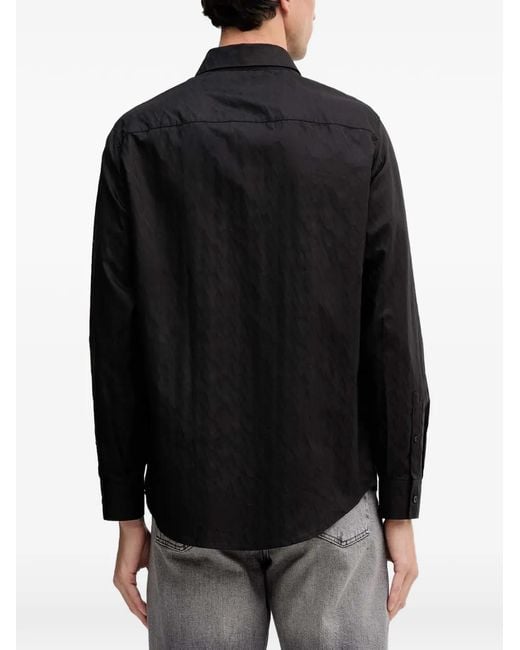 ARMANI EXCHANGE Black Patterned Buttoned Shirt for men