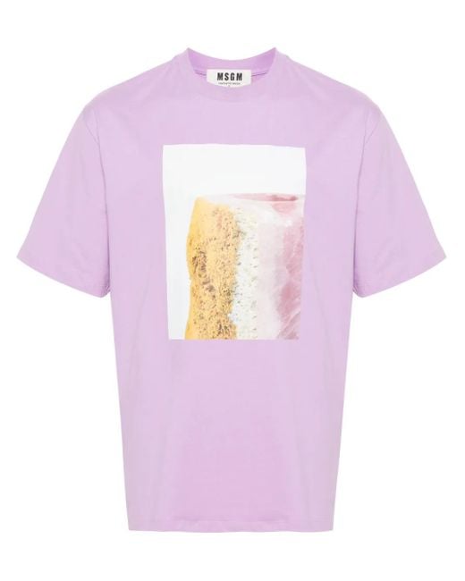 MSGM Pink X Duccio Maria Gambi Photograph-Print T-Shirt
