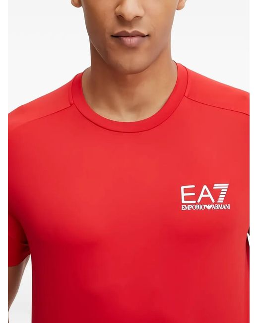 EA7 Red Logo-Print T-Shirt for men