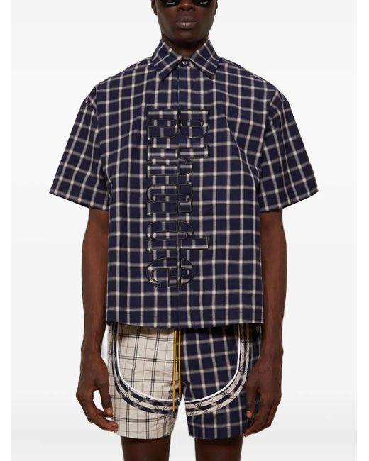 Rhude Blue Checked-Pattern Shirt for men