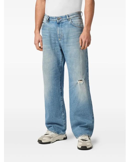 Philipp Plein Blue Logo-Patch Jeans for men