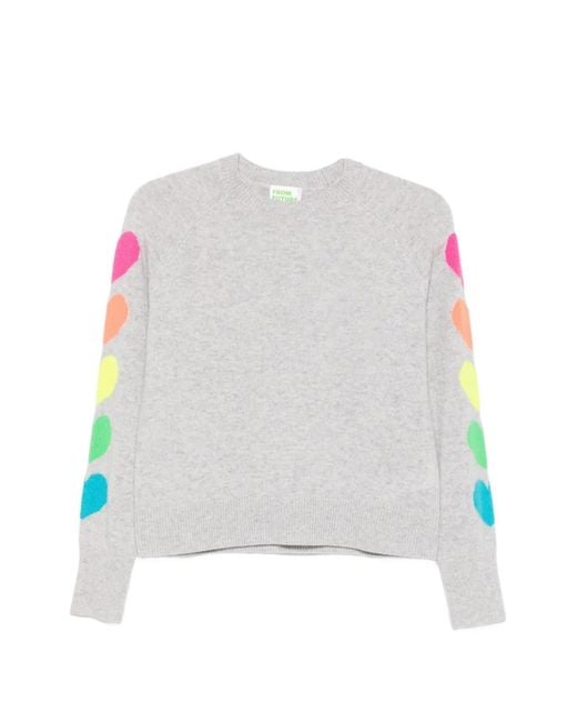 From Future White Heart-Intarsia Raglan-Sleeve Sweater