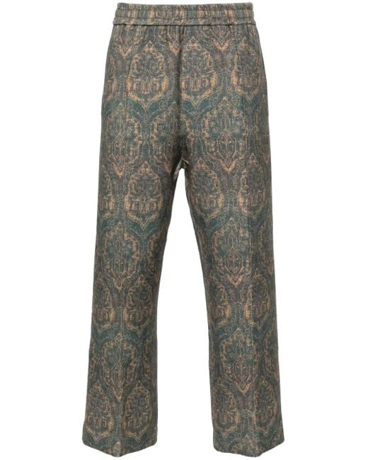 Pierre Louis Mascia Gray Graphic-Print Trousers for men