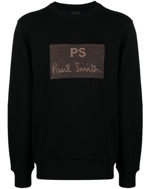 PS by Paul Smith Black Logo-embroidered Cotton Sweatshirt for men