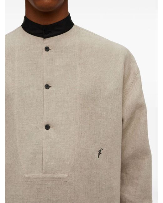 Chemise sans col à logo brodé Ferragamo pour homme en coloris Natural