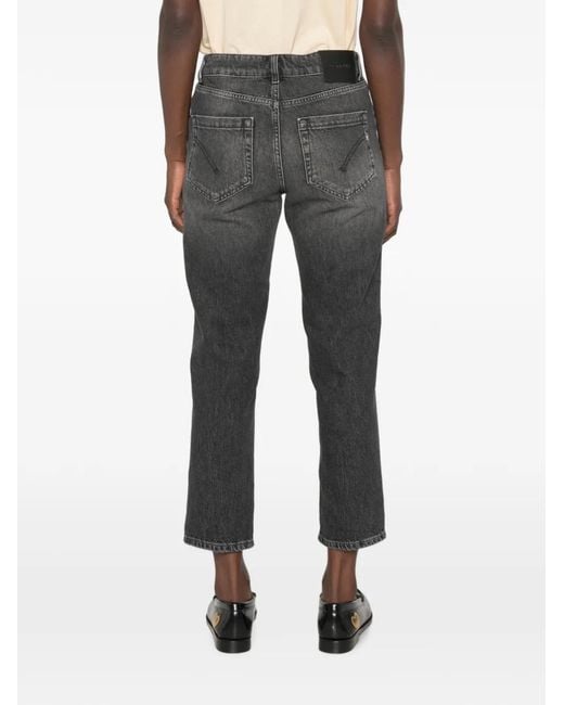 Dondup Gray Koons Button-Fly Cropped Jeans