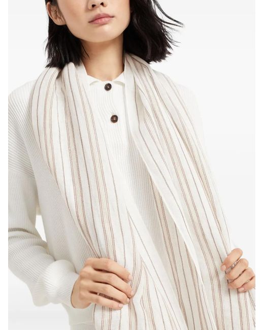 Brunello Cucinelli ストライプ スカーフ White