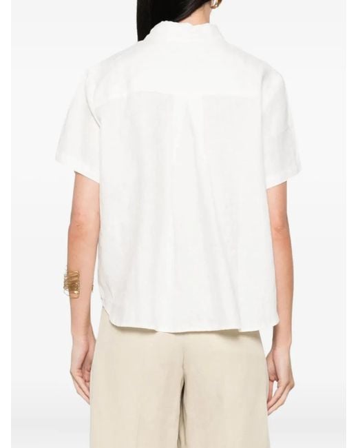 Samsøe & Samsøe White Button-Down Linen Top