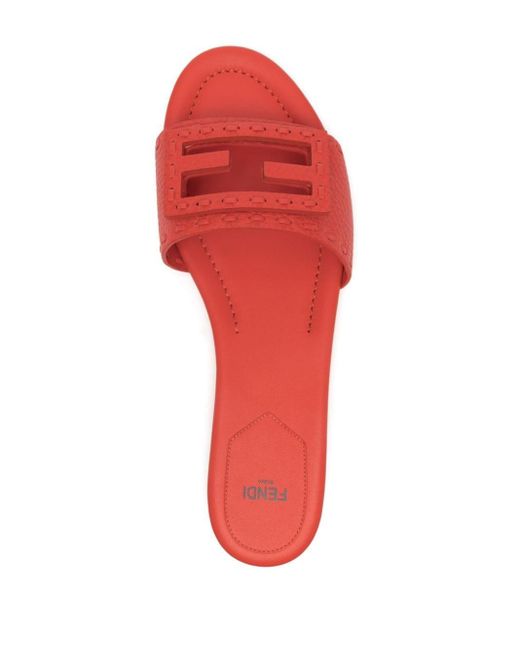 Fendi Red Baguette Leather Sandals
