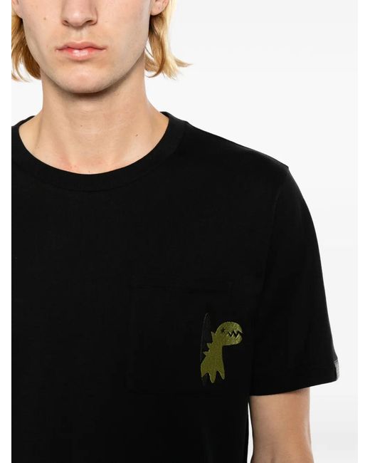 SPORT b. by agnès b. Black Dino-Patch Pocket T-Shirt for men