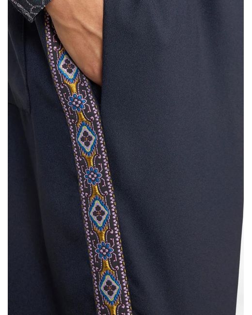 Etro Blue Drawstring Wide-Leg Trousers