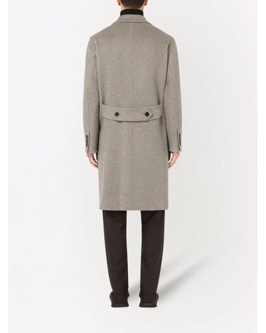 Dolce & Gabbana Gray Double-Breasted Cashmere Coat for men