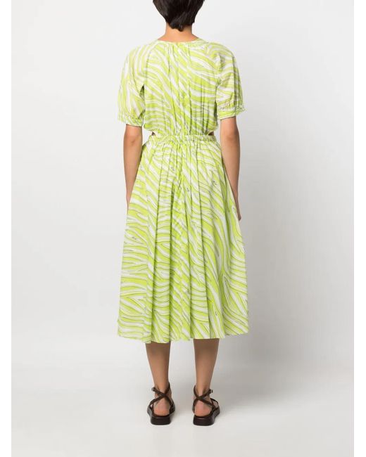 MICHAEL Michael Kors Green Zebra-Print Cotton Midi Dress
