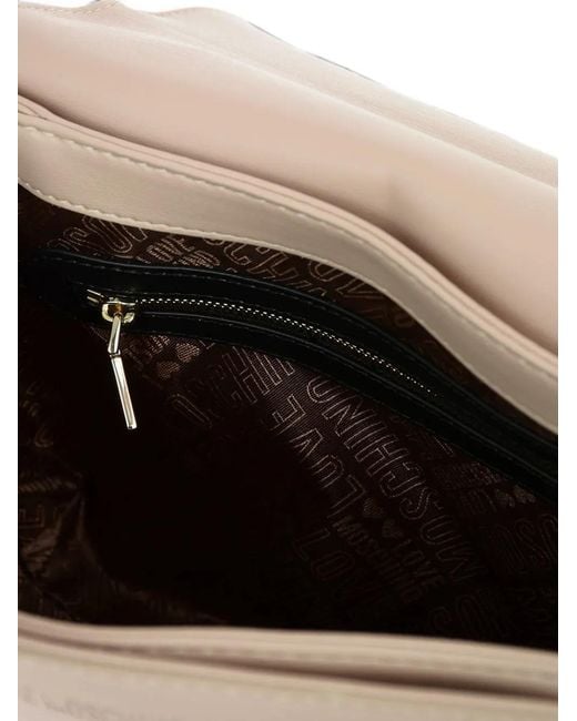 Moschino Natural Quilted Logo-Plaque Shoulder Bag