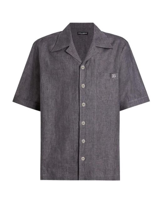Dolce & Gabbana Men's Gray Linen Shirt